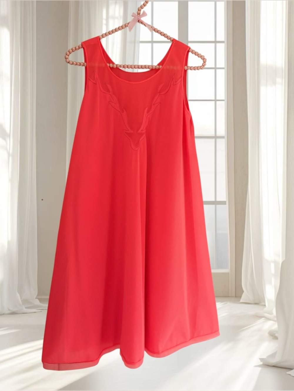 VTG 60’s Neon Orange Nylon Babydoll Nightgown Size M
